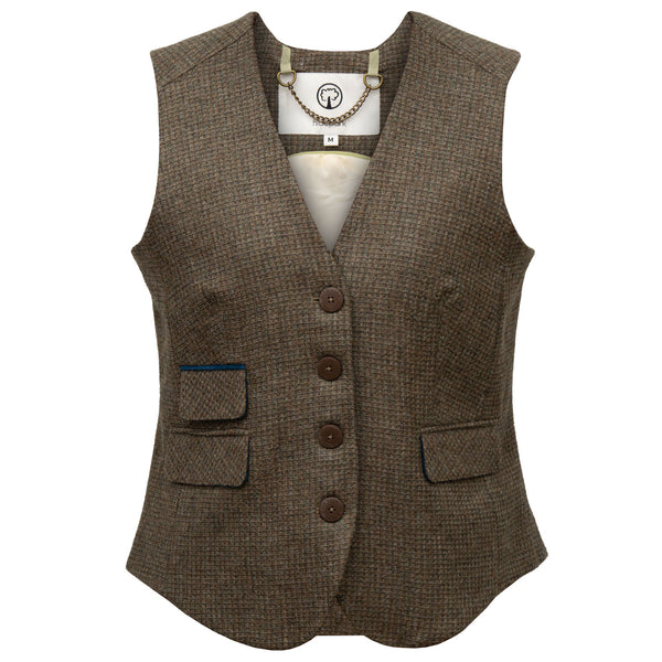 ROSE: LADIES LIGHT BROWN TWEED WAISTCOAT