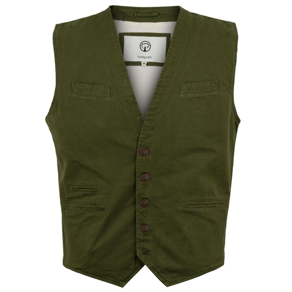 Oscar - Mens Olive Cotton Waistcoat