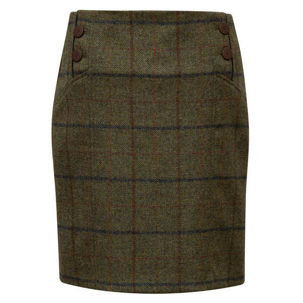 VIOLET: OLIVE & TAN TWEED SKIRT