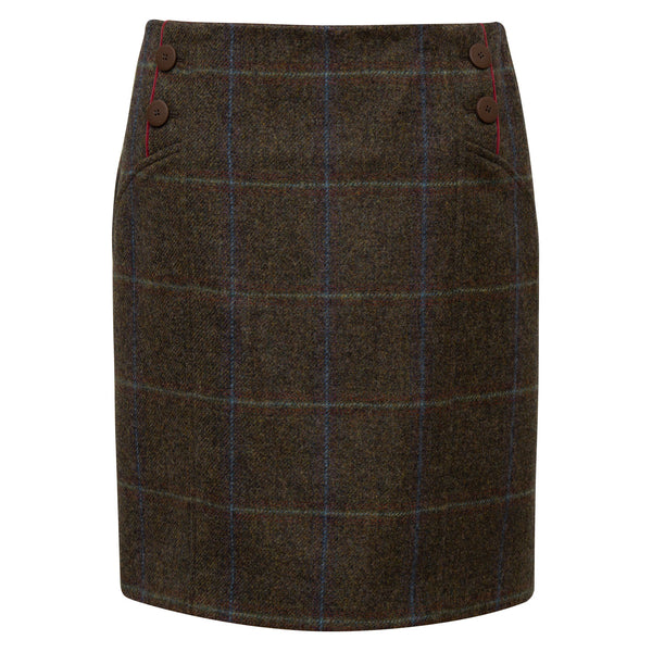 VIOLET: BROWN CHECK TWEED SKIRT