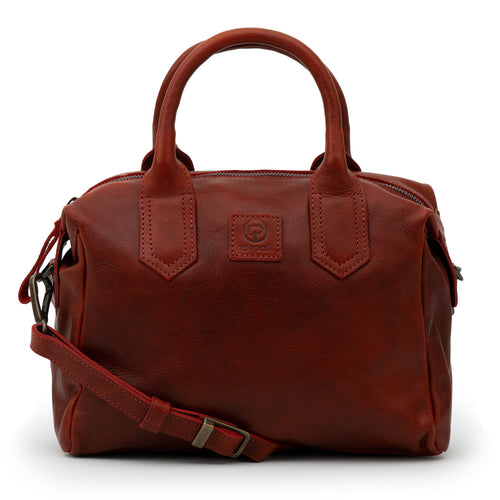Samantha: Women's Red Leather Grab Handbag