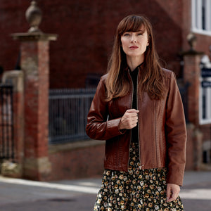May: Women's Cognac Leather Jacket
