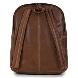 Women's Cognac Adriana Leather Backpack - rear view