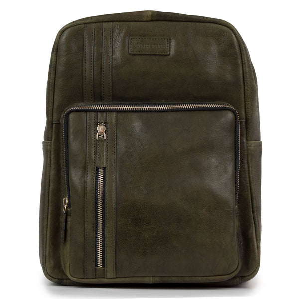Women's Black Adriana Leather Backpack - front view
