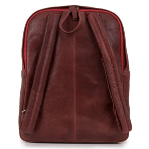 Women's Wine Adriana Leather Backpack - rear view