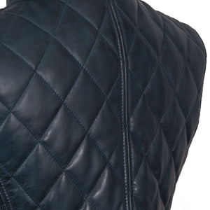 Alexis: Women's Navy Quilted Leather Gilet 