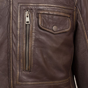 Archer: Men's Brown Collared Leather Jacket
