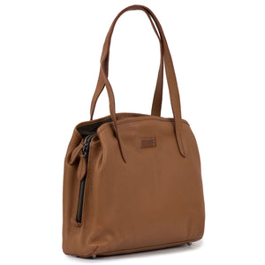 Brown leather zipped bag by Hidepark
