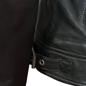 black leather biker jacket viki buckle detail
