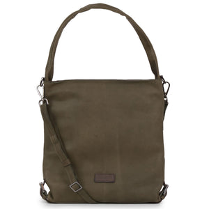 Women's Olive Cassandra Leather Shoulder bag - front view