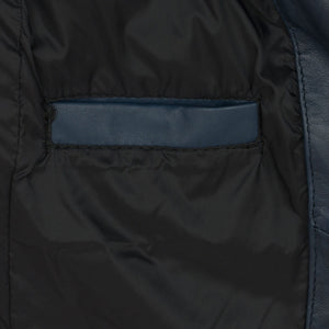 Daisy: Women's Navy Leather Padded Coat