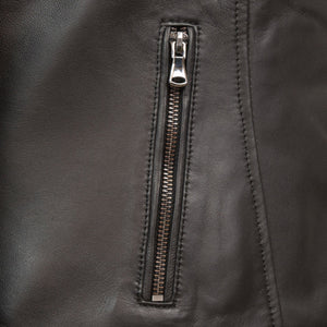 Emilia Black Leather Jacket - zip pocket