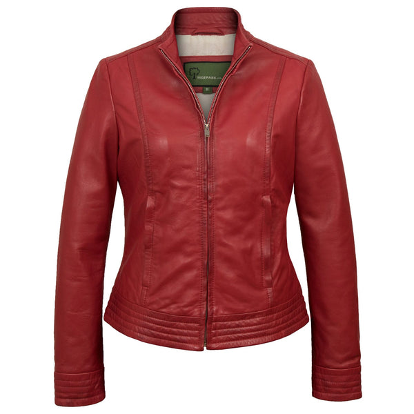 Evie: Women's Red Leather Biker Jacket