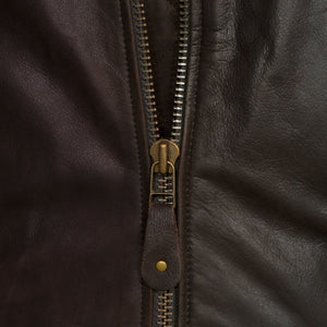 gents b brown front zip detail