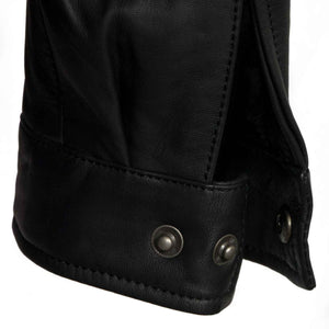 Gents Will black leather blouson cuff detail