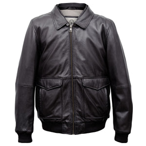 Ashton: Men's Black Collared Leather Jacket