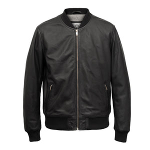Damon: Men's Black Bomber Leather Jacket