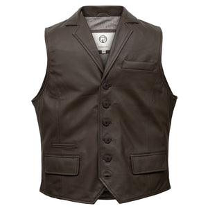 Flynn: Men's Brown Leather Waistcoat