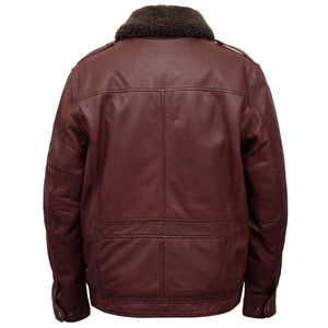 Archer: Men's Burgundy Collared Leather Jacket