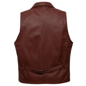 Flynn: Men's Red Leather Waistcoat