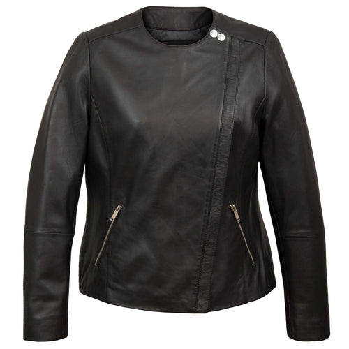 Grace Women's Black Leather Jacket - front view