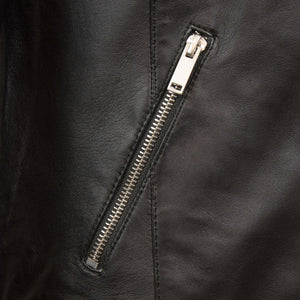 Grace Black Leather Jacket - zip pocket