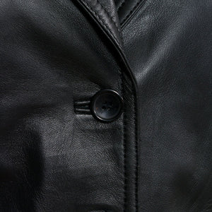 Jess leather black blazer button detail