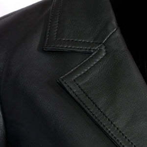 Jess leather black blazer collar detail
