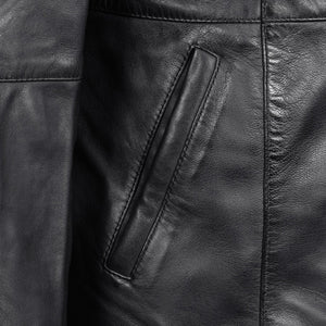 Close up genuine leather jacket