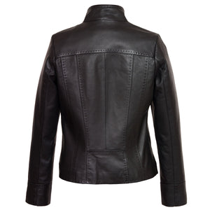 Ladies Black leather jacket May back image