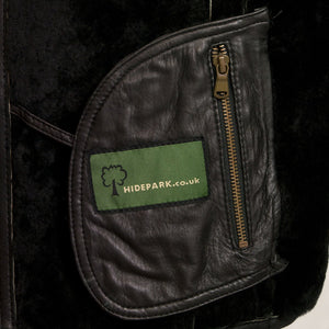 ladies black sheepskin jacket inside zip fasten pocket