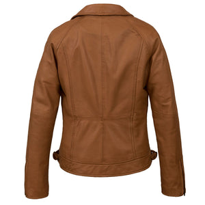 Ladies Tan Leather Jacket Viki back image