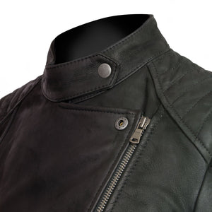 lisa black leather biker jacket collar detail
