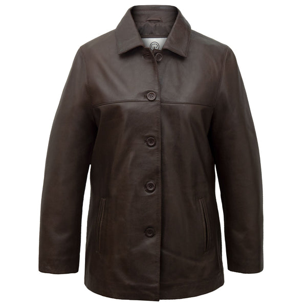 Louise: Ladies Brown Leather Coat