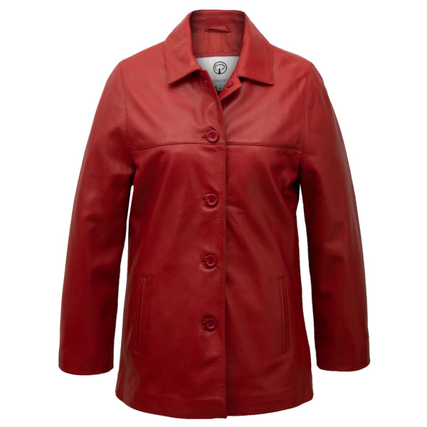Louise: Ladies Red Leather Coat