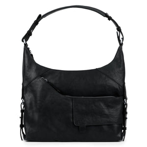 Women's Black Penelope Leather Handbag - rear view