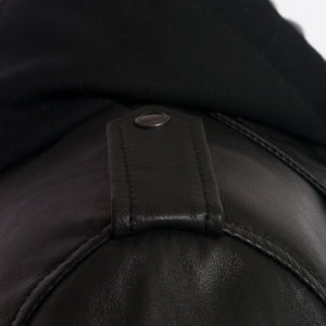 Mason black leather jacket shoulder detail