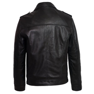 Mens Black leather jacket mason back image