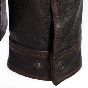 Mens Elvis gents style denim leather jacket cuff detail
