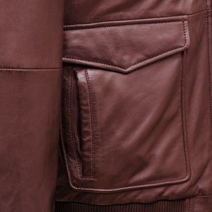 Ashton: Men's Burgundy Collared Leather Jacket