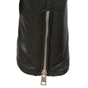 zipped cuff - Noah mens black leather jacket by Hidepark