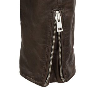 unzipped cuff - Noah mens brown leather jacket by Hidepark