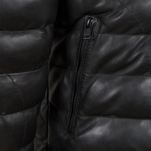 pocket - palmer mens black funnel leather jacket by Hidepark