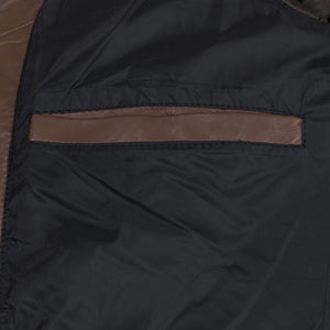 internal open pocket - palmer mens brown funnel leather jacket by Hidepark