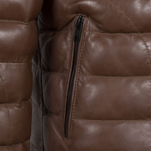 waist pocket - palmer mens brown funnel leather jacket by Hidepark