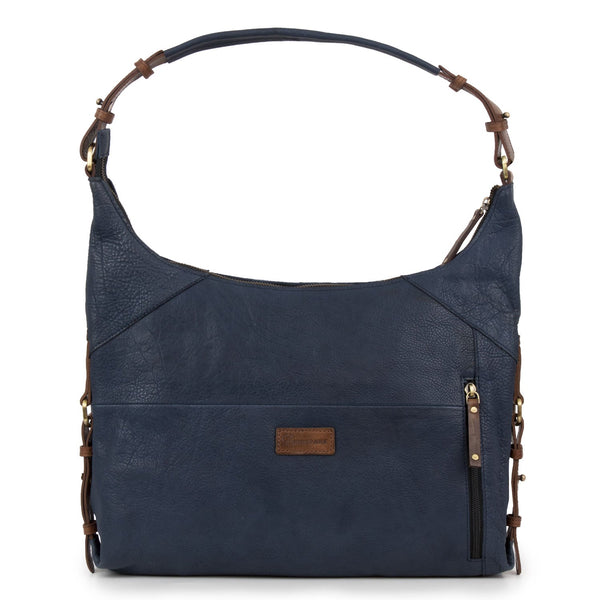 Penelope: Women's Navy Leather Handbag by Hidepark