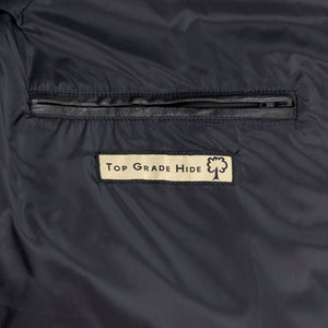 inside zip pocket - Roman mens grey puffer leather jacket by Hidepark
