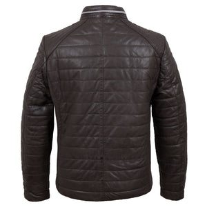 Roman mens brown puffer leather jacket by Hidepark