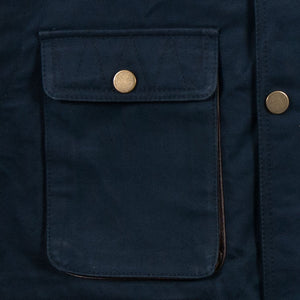 cotton gilet in navy blue - chest pocket view
