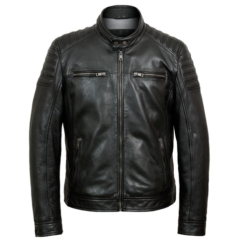 Tate mens black leather jacket by Hidepark